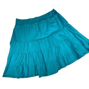 Fresh Produce Teal Tiered Ruffle Cotton Skirt Women's XL Made in USA Casual